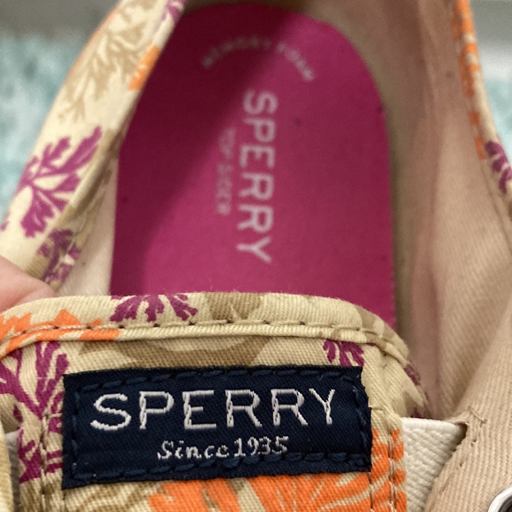 Sperry Top-Siders Boat Shoes With Coral like Print Sz 9.5M - Picture 8 of 11
